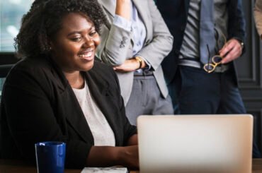 Business people in a video call meeting